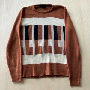 Vintage Dimension Sweater Womens Large Orange Geometric Knit Crew Neck Pullover